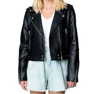 Blank NYC Black faux leather moto jacket S